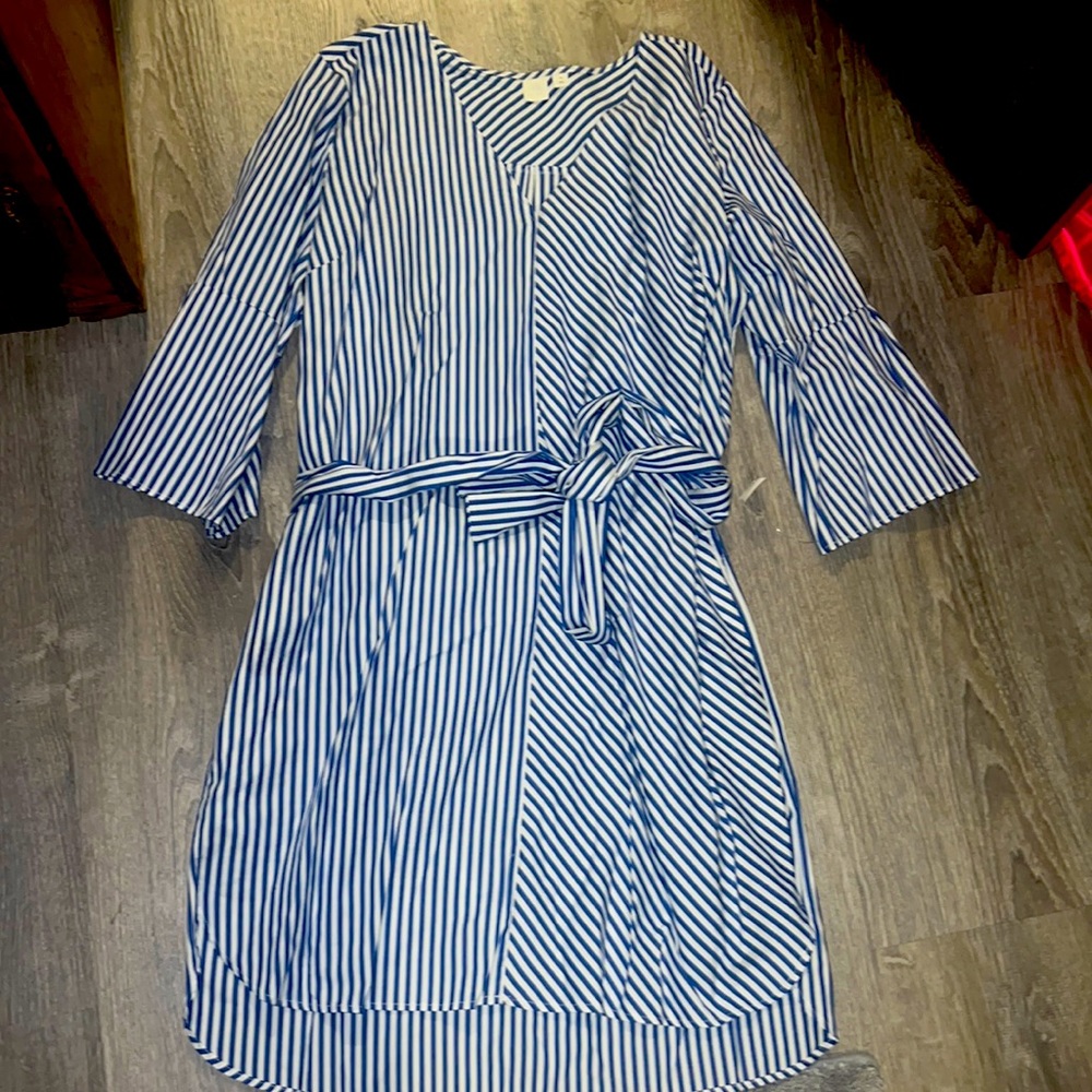 White and blue dress